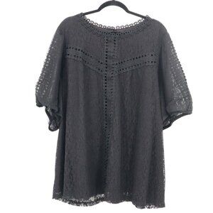 Torrid Lace Top Womens 4X Black Boho Whimsigoth Ethereal Romantic Delicate NWT